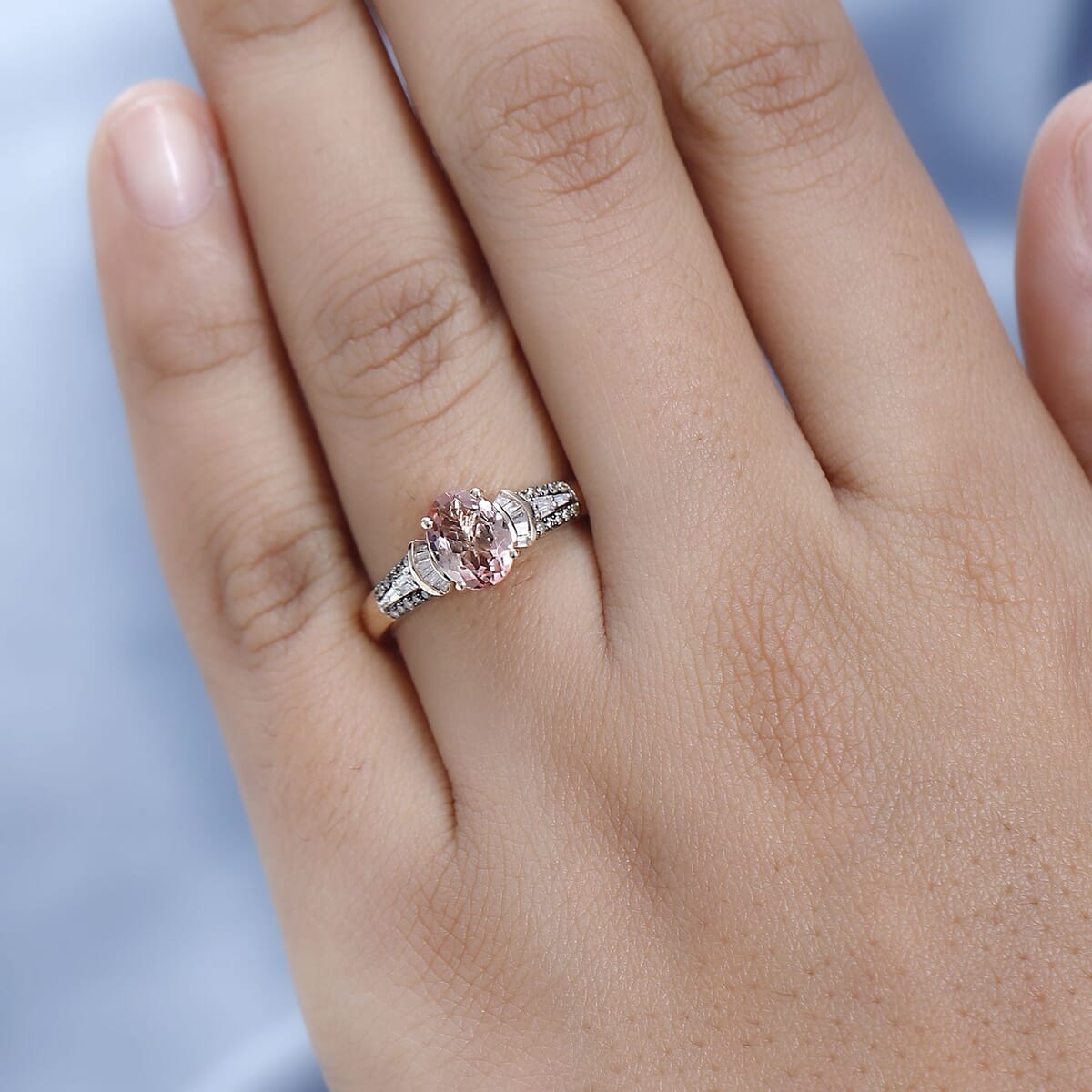 Luxoro 10K Rose Gold Premium Blush Tourmaline, I3 Natural Champagne and White Diamond Ring (Size 6.0) 1.50 ctw image number 2