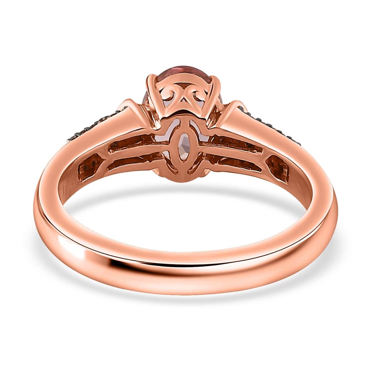 Luxoro 10K Rose Gold Premium Blush Tourmaline, I3 Natural Champagne and White Diamond Ring (Size 7.0) 1.50 ctw image number 4