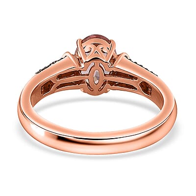 Luxoro 10K Rose Gold Premium Blush Tourmaline, I3 Natural Champagne and White Diamond Ring (Size 7.0) 1.50 ctw