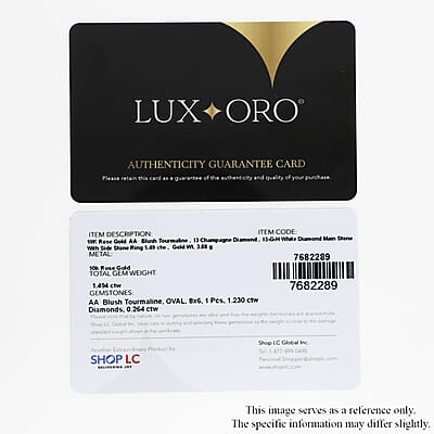Luxoro 10K Rose Gold Premium Blush Tourmaline, I3 Natural Champagne and White Diamond Ring (Size 7.0) 1.50 ctw