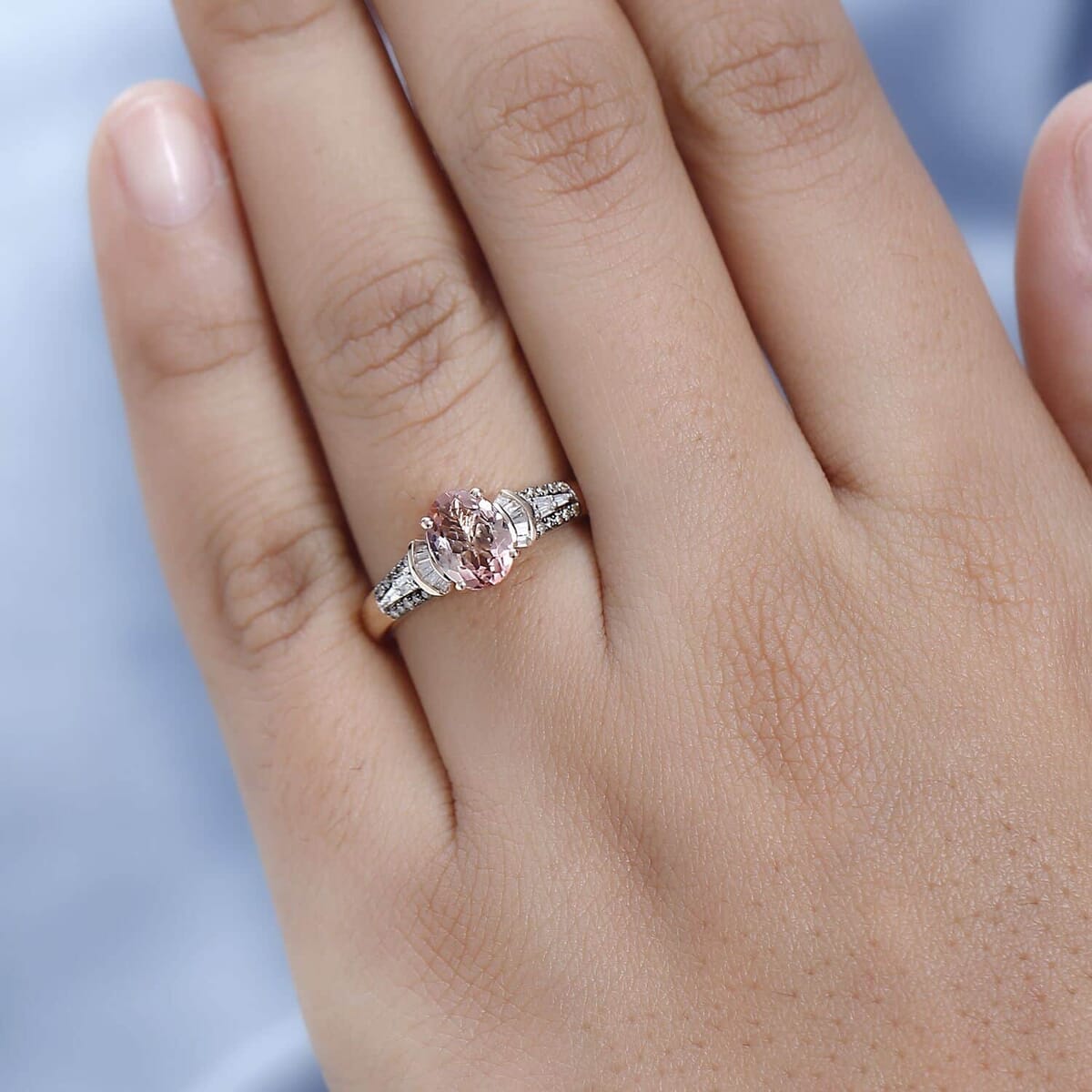 Luxoro 10K Rose Gold Premium Blush Tourmaline, I3 Natural Champagne and White Diamond Ring (Size 7.5) 1.50 ctw image number 2