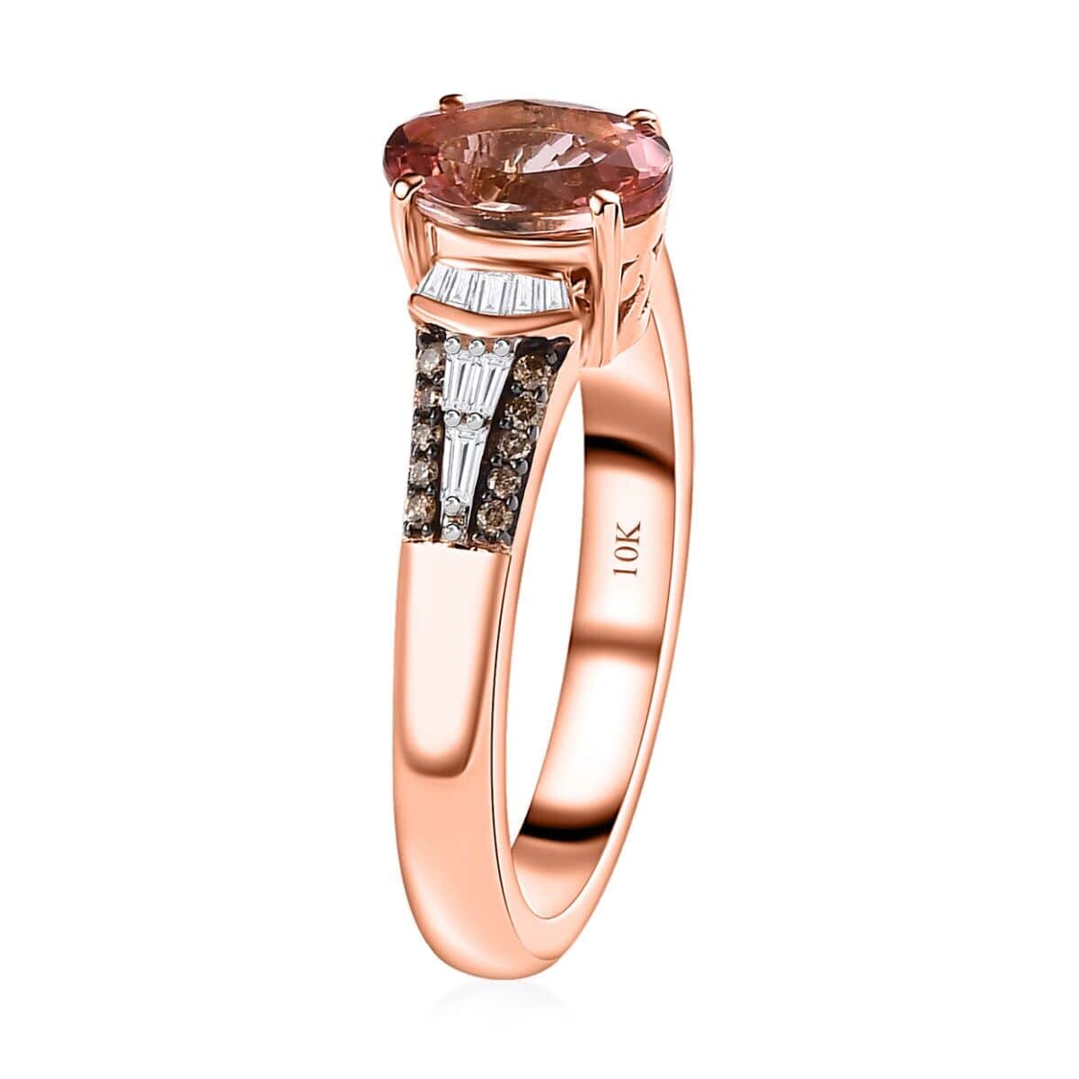 Luxoro 10K Rose Gold Premium Blush Tourmaline, I3 Natural Champagne and White Diamond Ring (Size 7.5) 1.50 ctw image number 3
