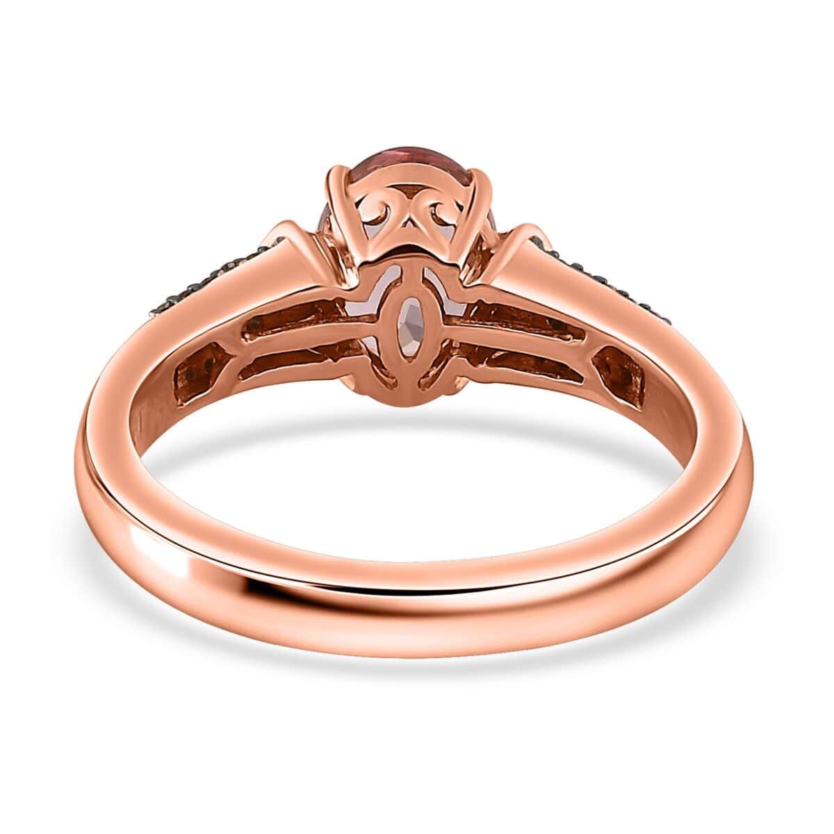 Luxoro 10K Rose Gold Premium Blush Tourmaline, I3 Natural Champagne and White Diamond Ring (Size 7.5) 1.50 ctw image number 4