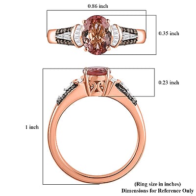 Luxoro 10K Rose Gold Premium Blush Tourmaline, I3 Natural Champagne and White Diamond Ring (Size 9.0) 1.50 ctw