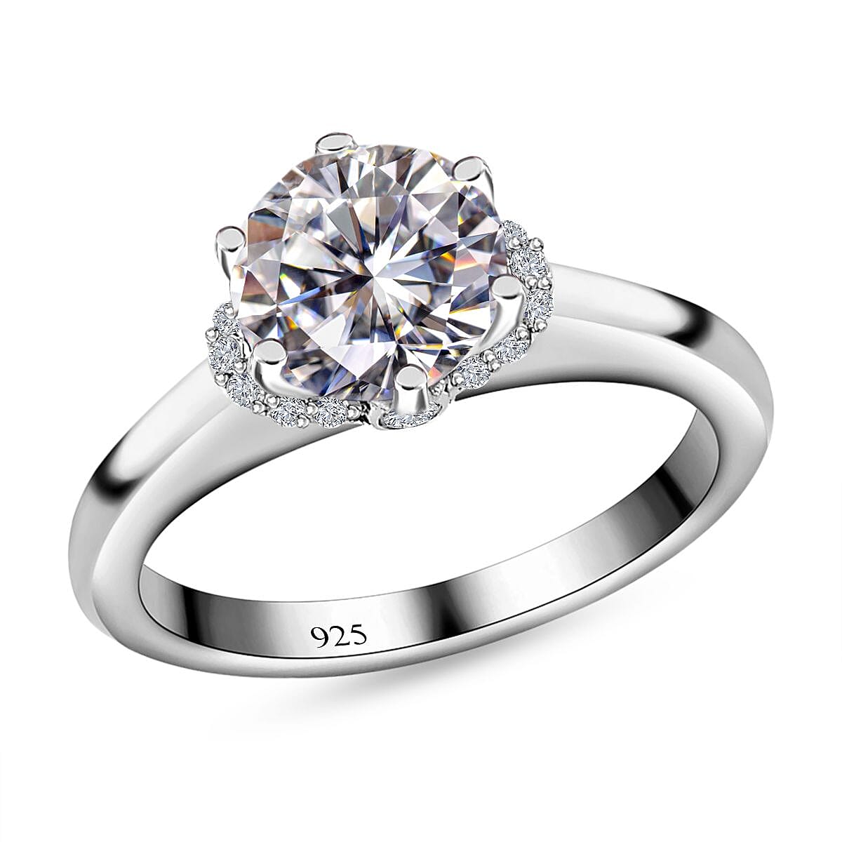 Moissanite 1.40 ctw Ring in Platinum Over Sterling Silver (Size 5.5)