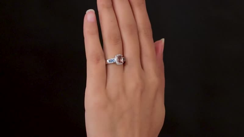 Blush Tourmaline and Multi Gemstone Halo Ring in Platinum Over Sterling Silver (Size 10.0) 1.65 ctw (Del. in 8-10 Days)