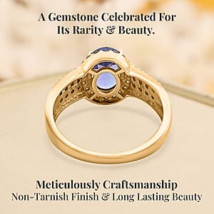 Luxoro 14K Yellow Gold Premium Tanzanite, Natural Champagne and White Diamond I2 Ring (Size 10.0) 2.50 ctw