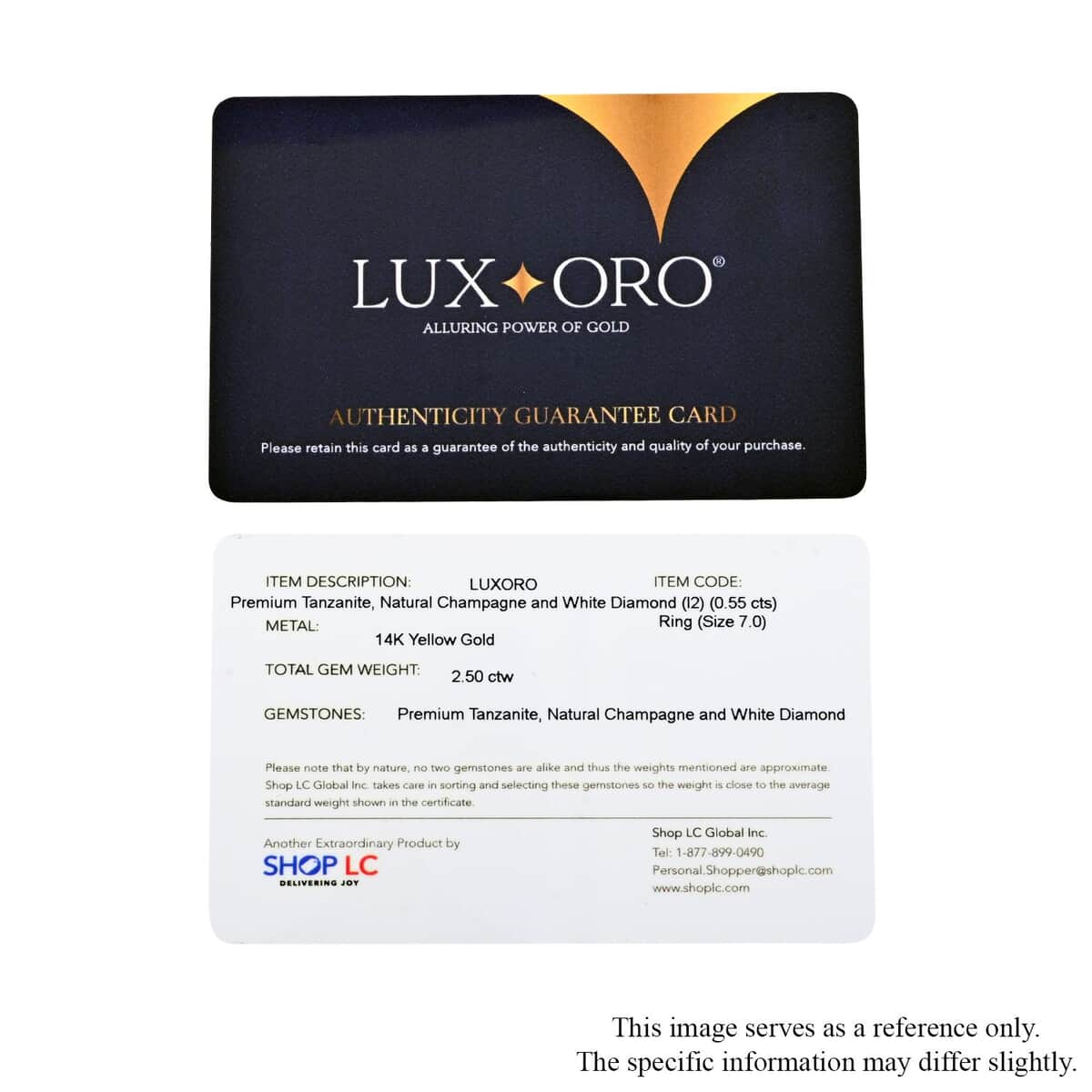 Luxoro 14K Yellow Gold Premium Tanzanite, Natural Champagne and White Diamond I2 Ring (Size 7.0) 2.50 ctw image number 6