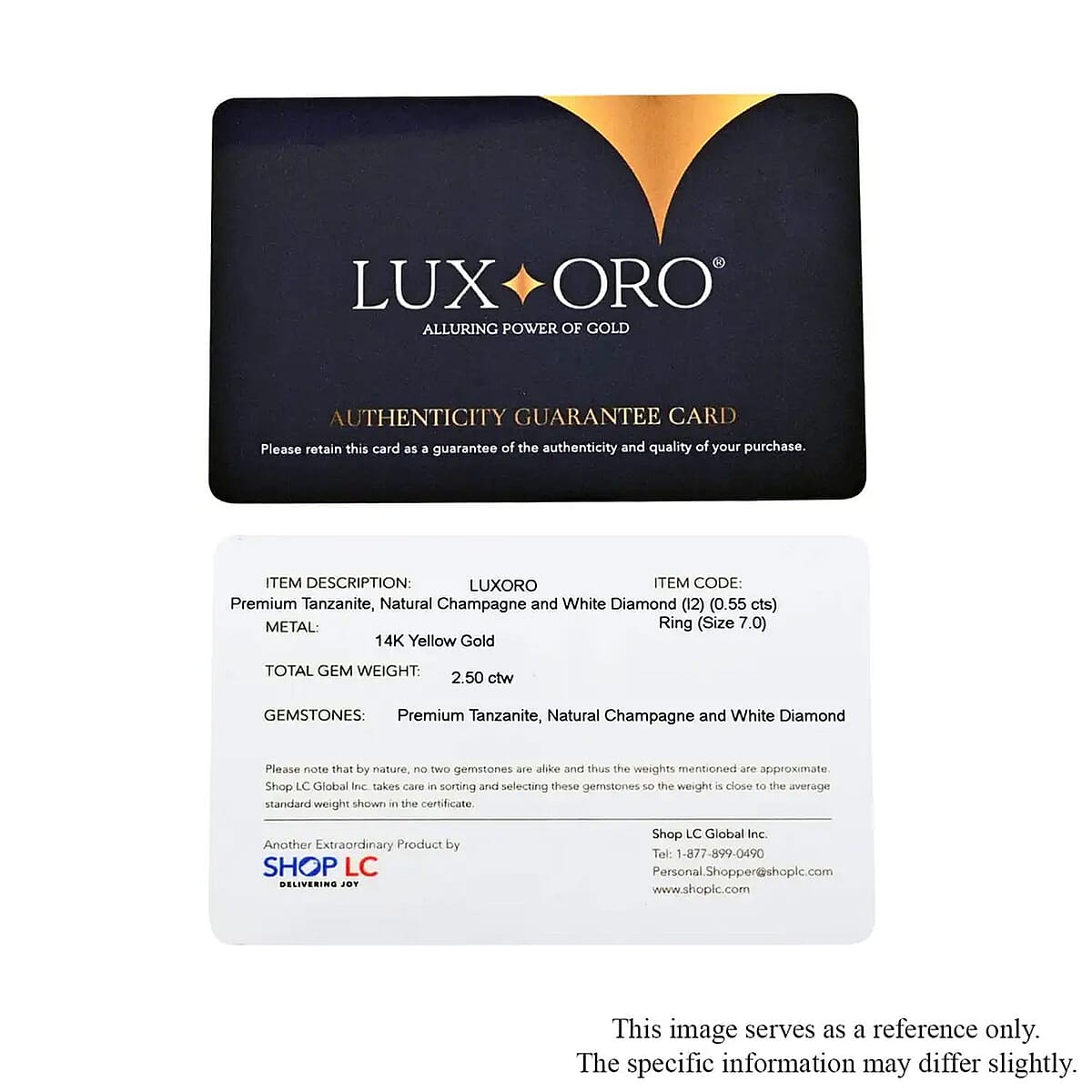 Luxoro Premium Tanzanite, Natural Champagne and White Diamond I2 2.50 ctw Halo Ring in 14K Yellow Gold (Size 7.0) image number 8