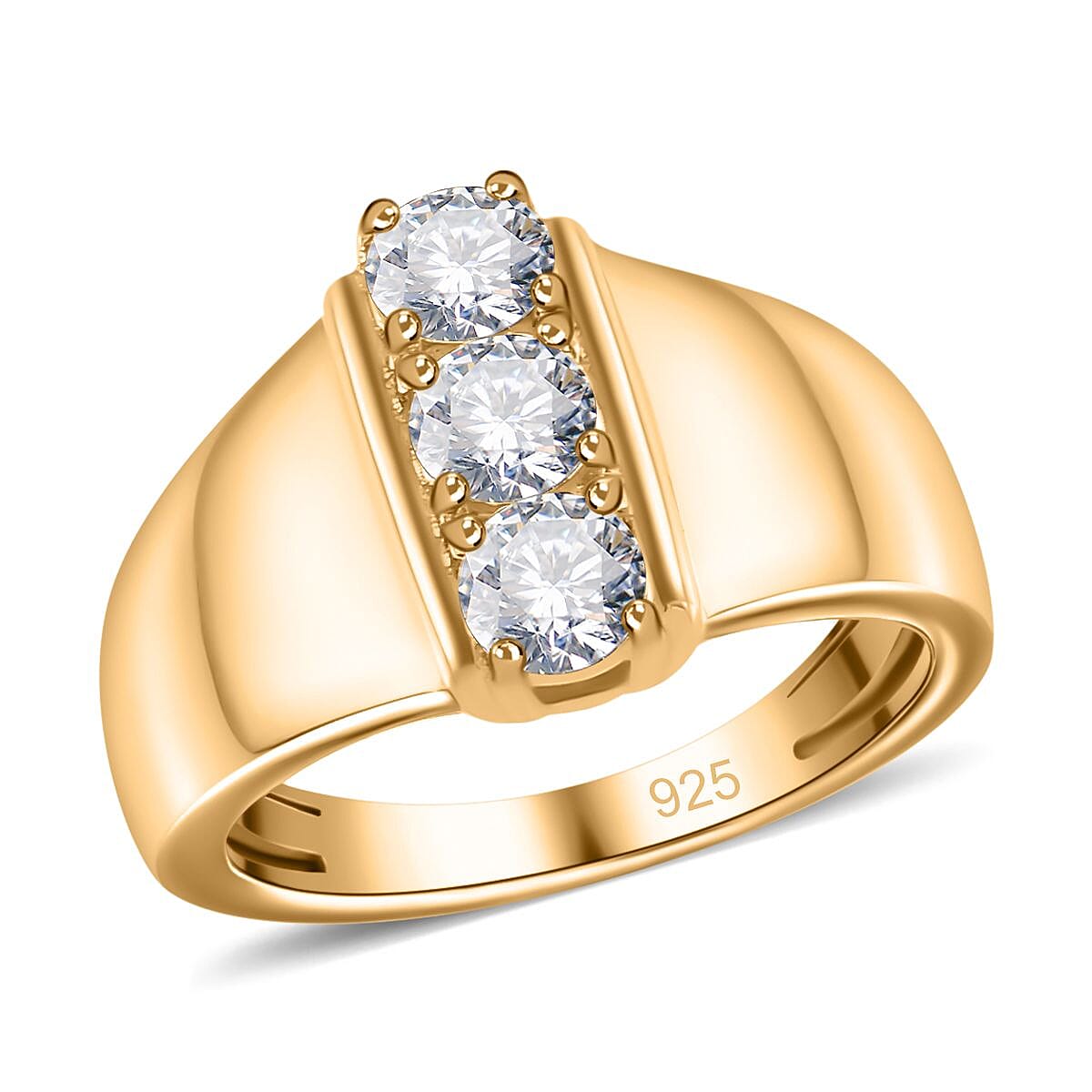 Moissanite 0.75 ctw Ring in Vermeil YG Over Sterling Silver (Size 5.5)