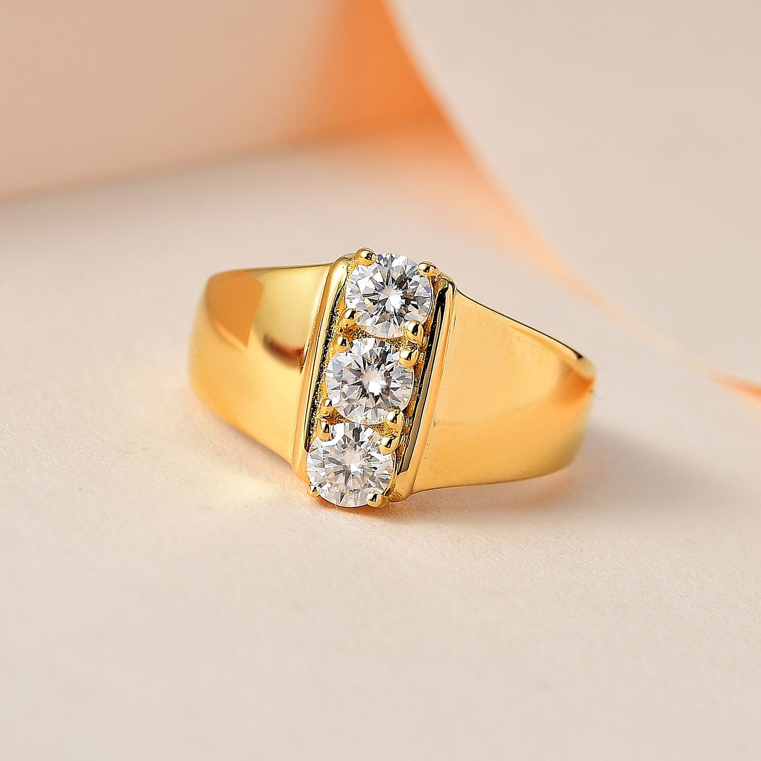 Moissanite 0.75 ctw Ring in Vermeil YG Over Sterling Silver (Size 5.5)