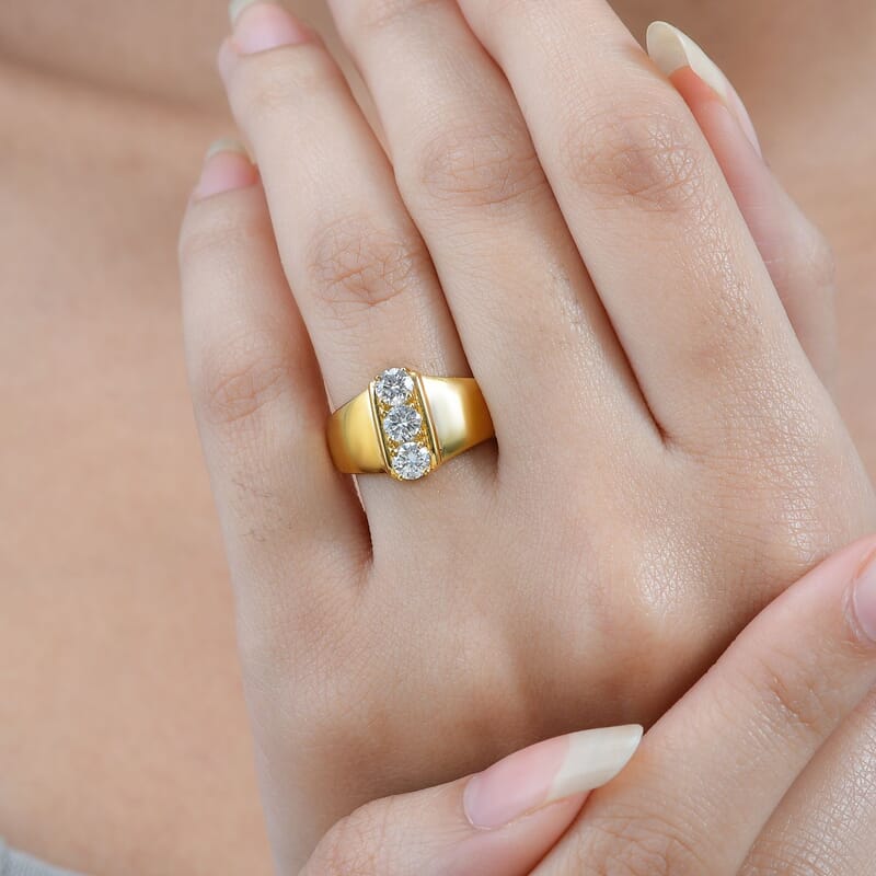 Moissanite 0.75 ctw Ring in Vermeil YG Over Sterling Silver (Size 5.5)