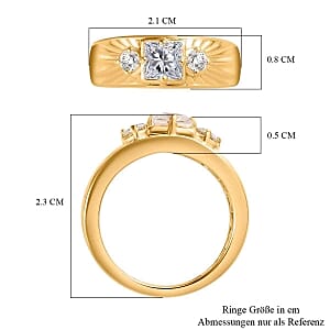 White Moissanite 0.84 ctw Ring in 18K Vermeil Yellow Gold Over Sterling Silver (Size 5.5)