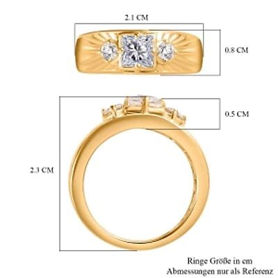 White Moissanite 0.84 ctw Ring in 18K Vermeil Yellow Gold Over Sterling Silver (Size 5.5)
