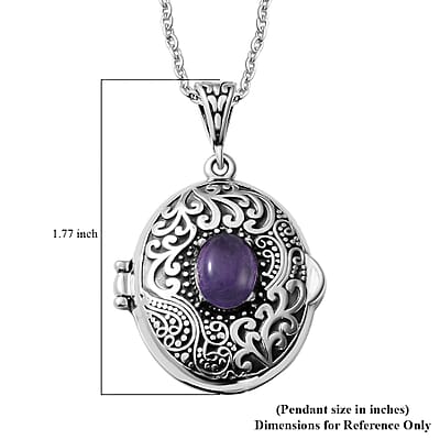 African Amethyst Pendant Necklace 24 Inches in Stainless Steel 1.00 ctw