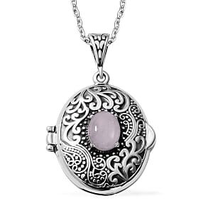 Galilea Rose Quartz Necklace 24 Inches in Stainless Steel 1.00 ctw