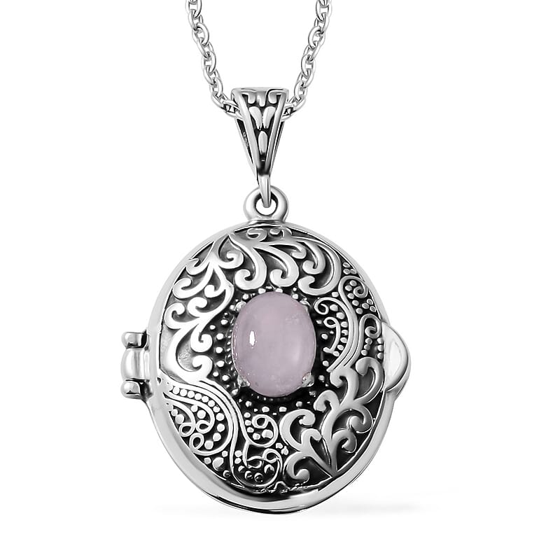 Galilea Rose Quartz Necklace 24 Inches in Stainless Steel 1.00 ctw