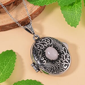 Galilea Rose Quartz Necklace 24 Inches in Stainless Steel 1.00 ctw