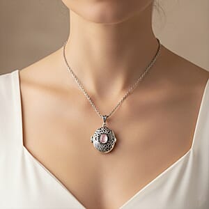 Galilea Rose Quartz Necklace 24 Inches in Stainless Steel 1.00 ctw