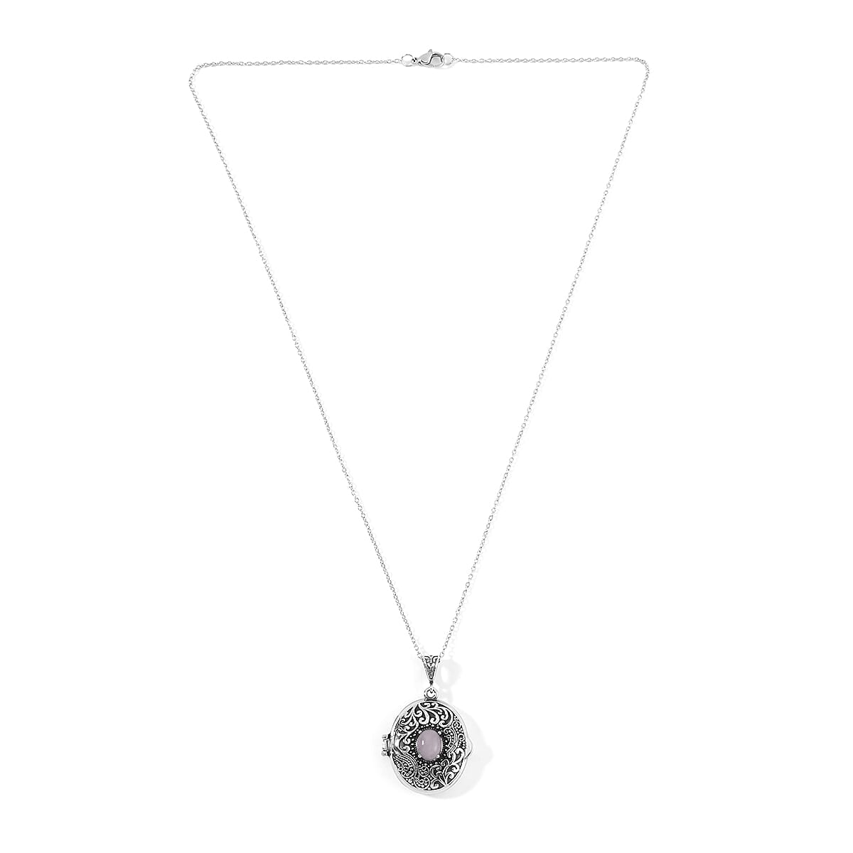 Galilea Rose Quartz Necklace 24 Inches in Stainless Steel 1.00 ctw image number 3