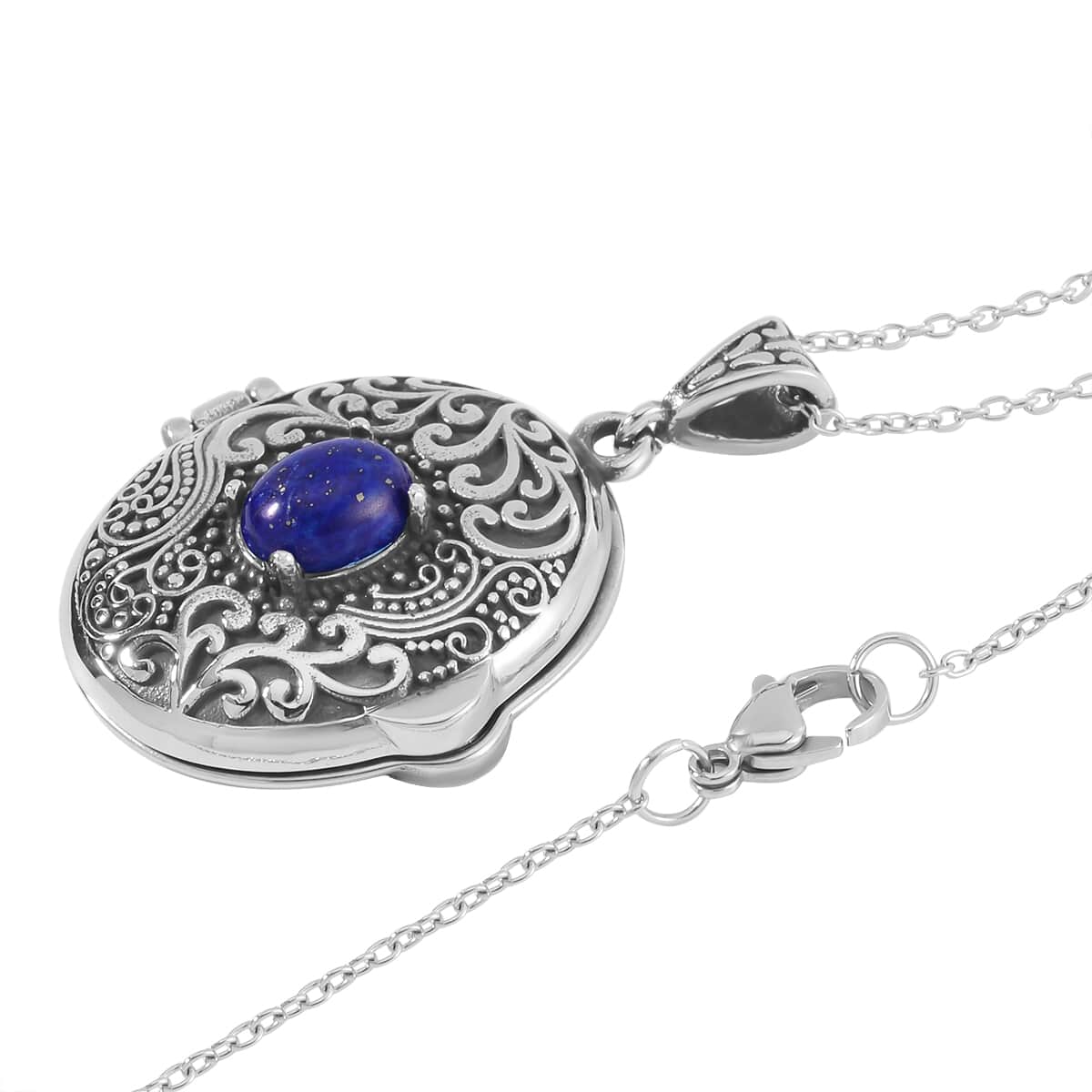 Lapis Lazuli Necklace 24 Inches in Stainless Steel 4.90 ctw image number 3