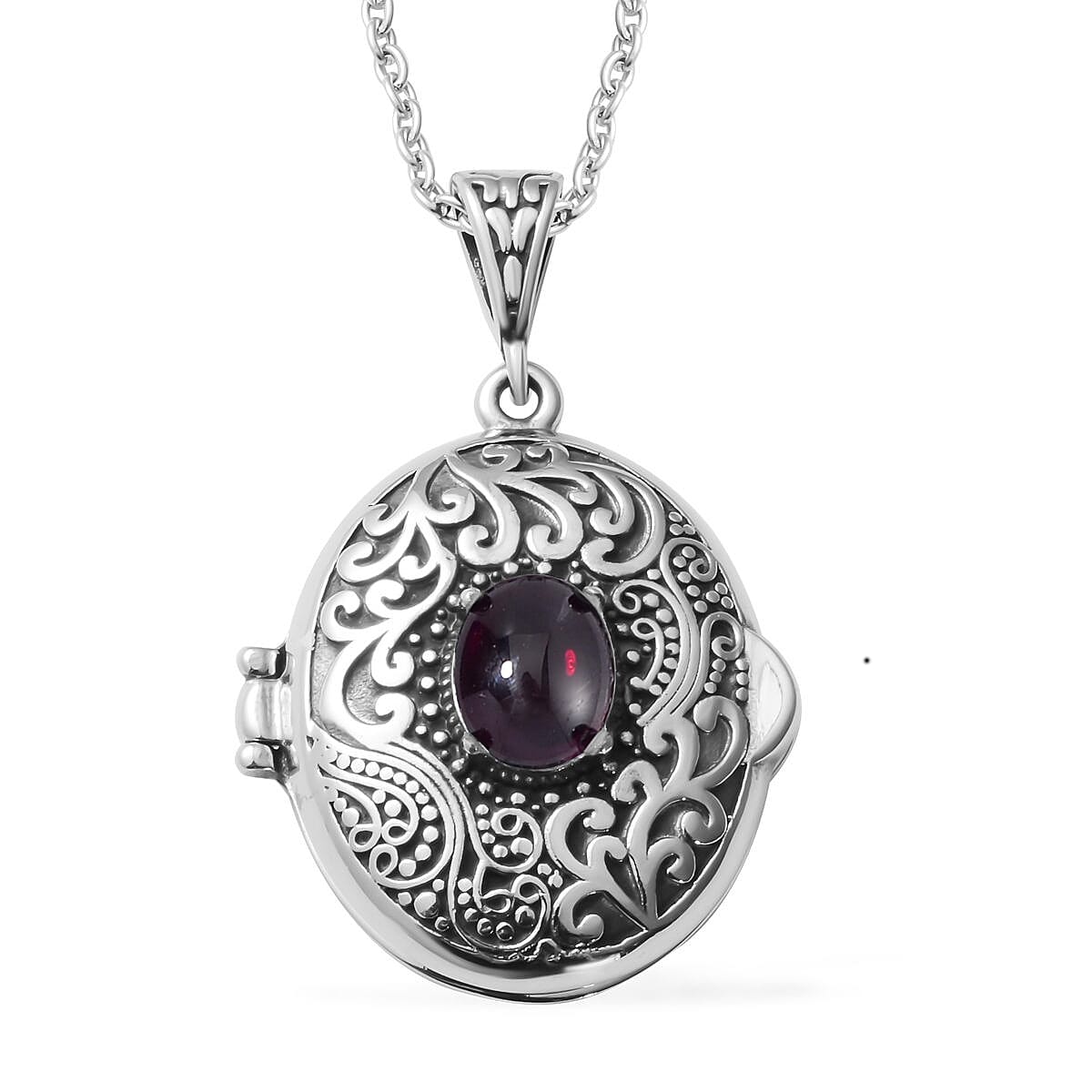 Mozambique Garnet 1.00 ctw Pendant Necklace in Stainless Steel 24 Inches image number 0
