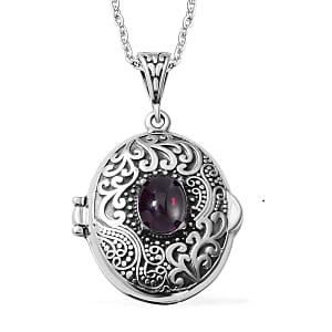 Mozambique Garnet 1.00 ctw Pendant Necklace in Stainless Steel 24 Inches