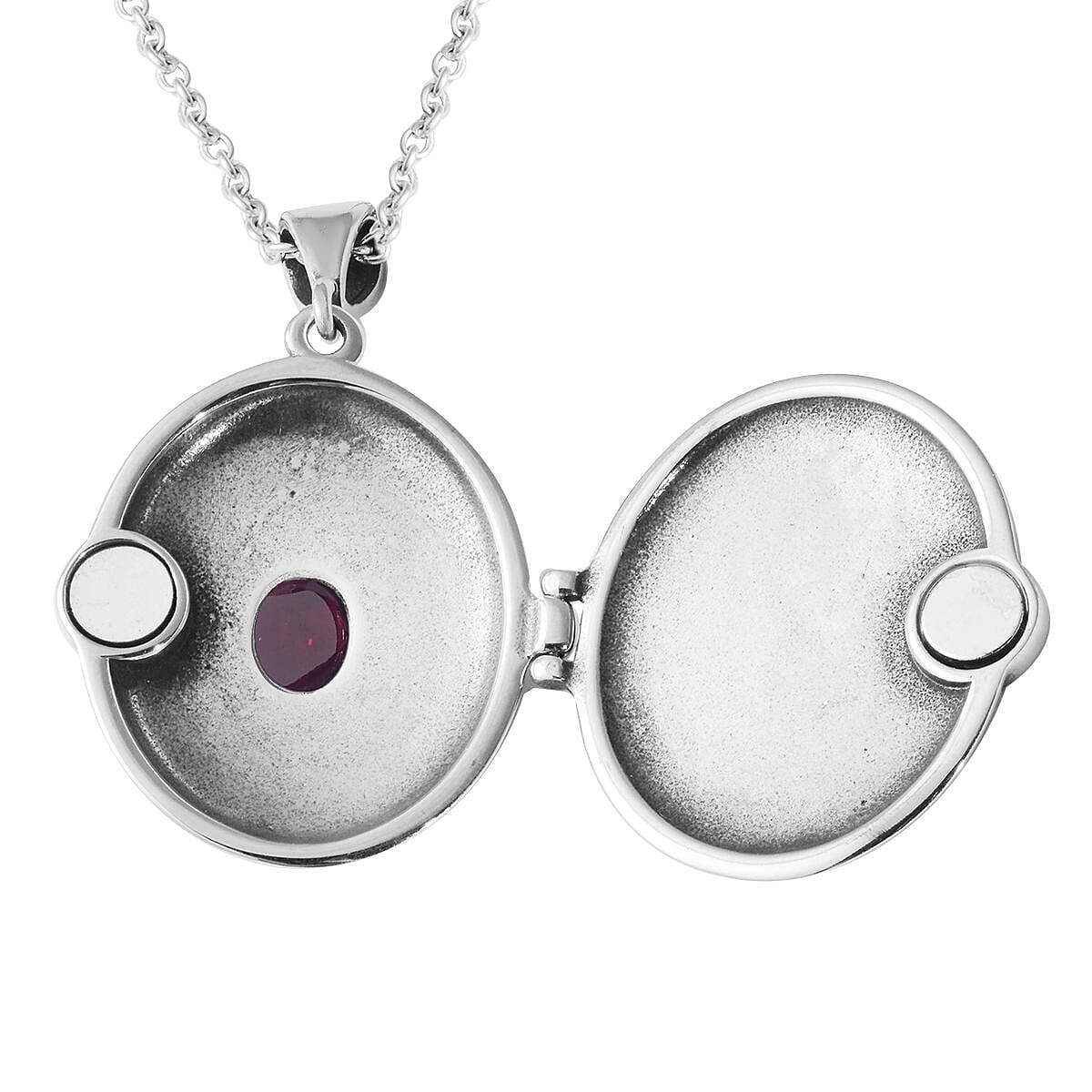 Mozambique Garnet 1.00 ctw Pendant Necklace in Stainless Steel 24 Inches image number 4