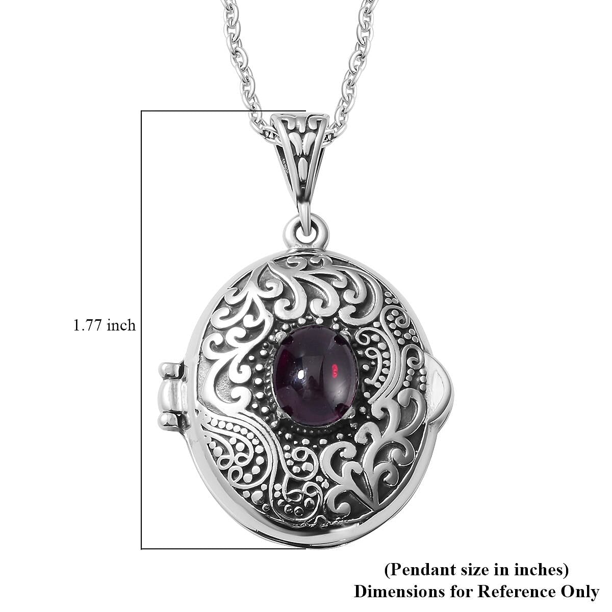 Mozambique Garnet 1.00 ctw Pendant Necklace in Stainless Steel 24 Inches image number 6