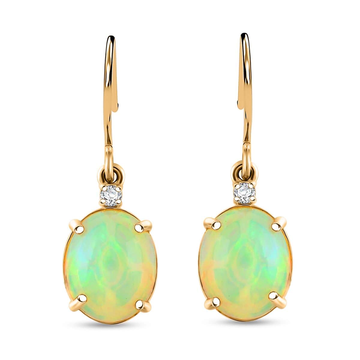 Certified & Appraised Luxoro AAA Ethiopian Welo Opal and G-H I2 Diamond 3.50 ctw Earrings in 10K Yellow Gold image number 0