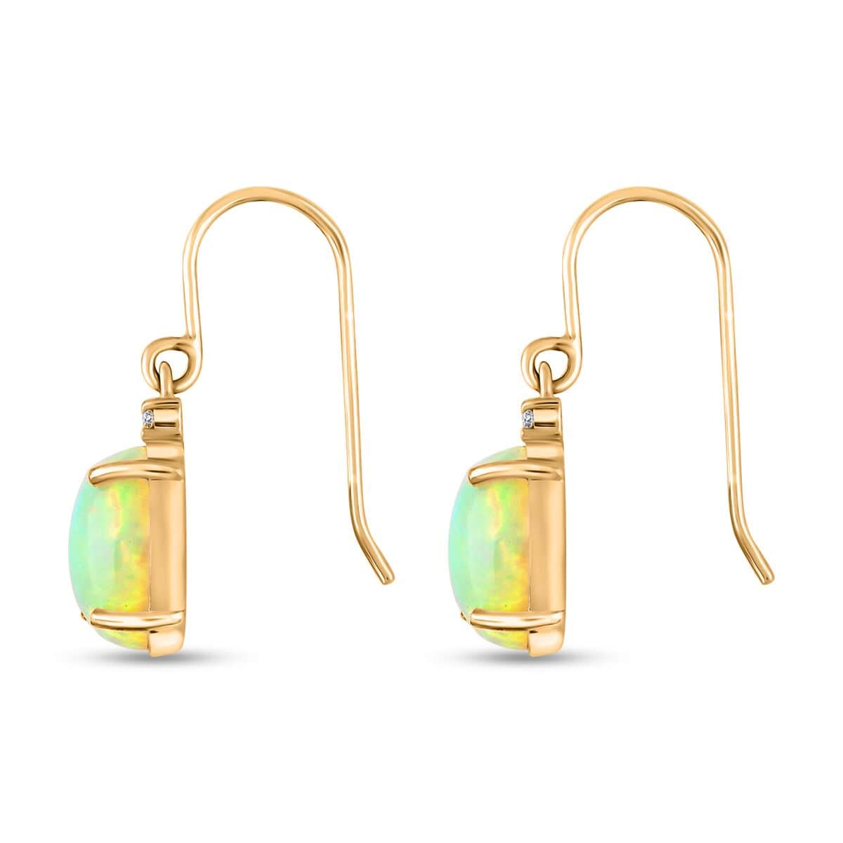 Certified & Appraised Luxoro AAA Ethiopian Welo Opal and G-H I2 Diamond 3.50 ctw Earrings in 10K Yellow Gold image number 3