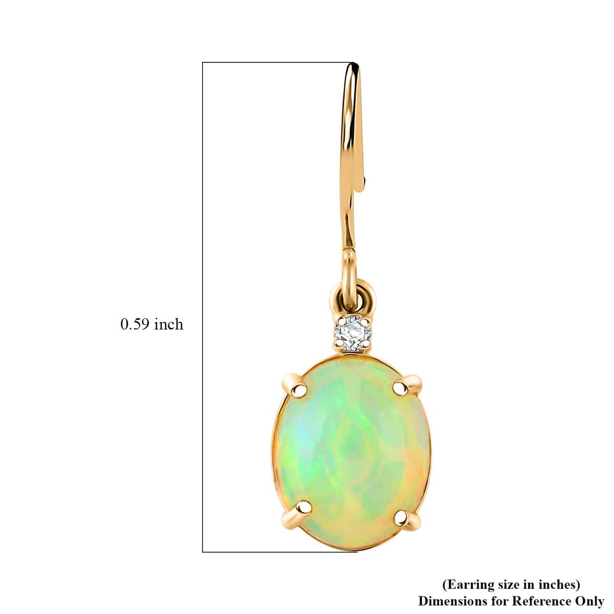 Certified & Appraised Luxoro AAA Ethiopian Welo Opal and G-H I2 Diamond 3.50 ctw Earrings in 10K Yellow Gold image number 4