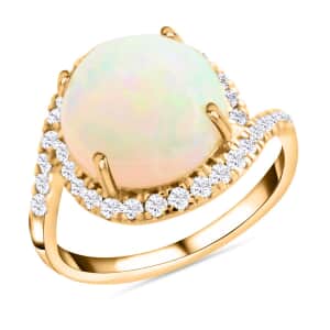 Certified & Appraised Luxoro AAA Ethiopian Welo Opal and Diamond I2 4.00 ctw Ring in 10K Yellow Gold (Size 5.0) 4 Grams