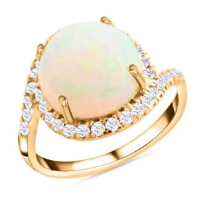 Certified & Appraised Luxoro 10K Yellow Gold AAA Ethiopian Welo Opal and I2 Diamond Ring (Size 6.0) 4 Grams 4.00 ctw