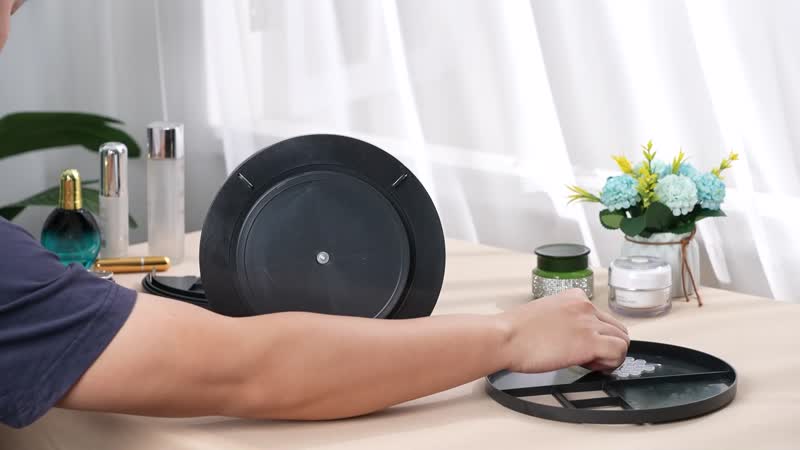 Black 360 Degree Rotatable Makeup Organizer (11.8"x9.1")