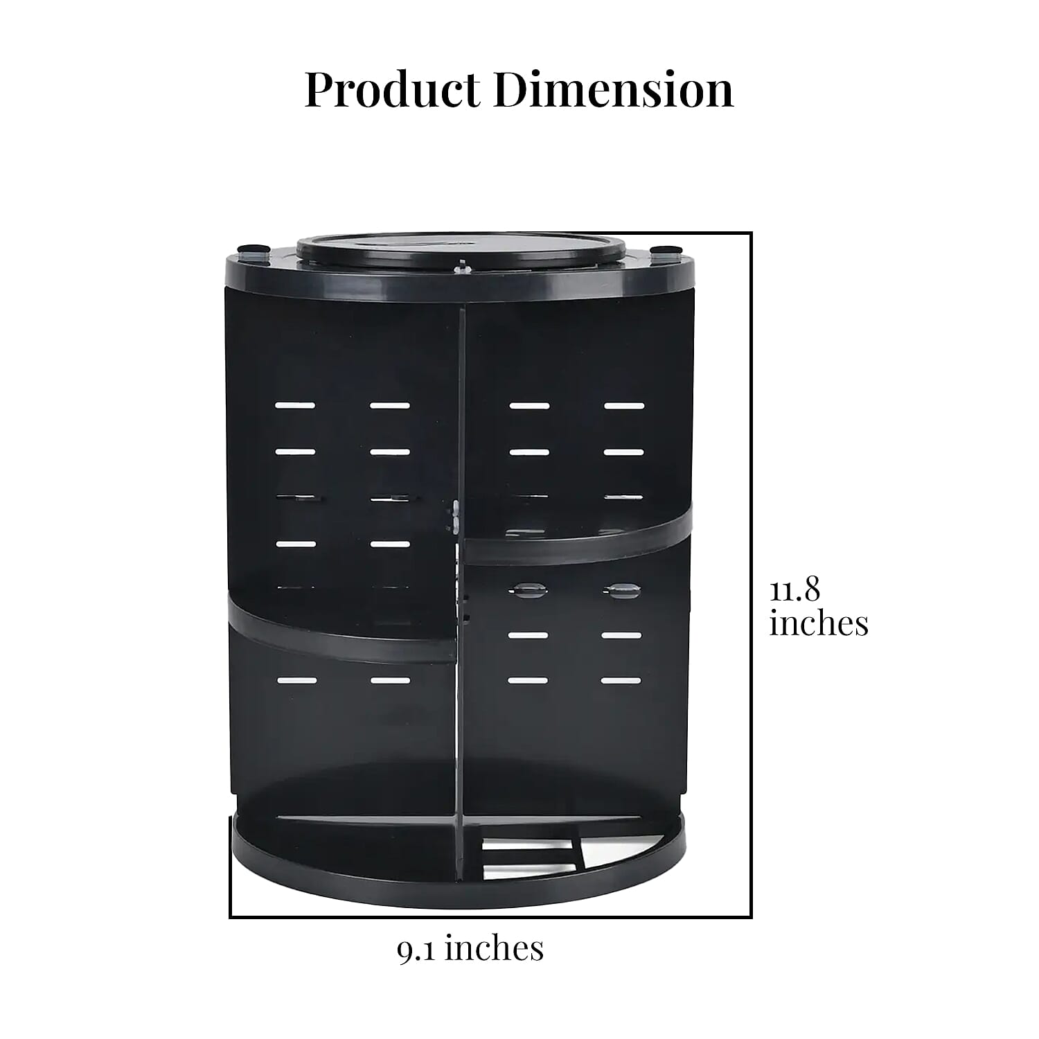 Black 360 Degree Rotating Adjustable Multi-function Makeup Organizer with Brush Holder