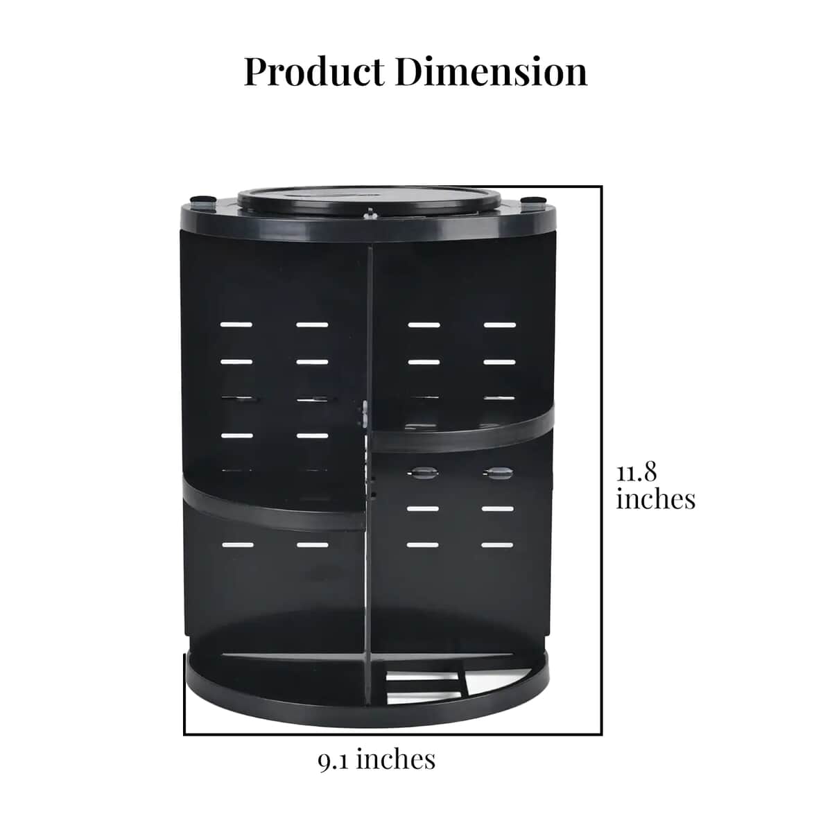 Black 360 Degree Rotating Adjustable Multi-function Makeup Organizer with Brush Holder image number 6