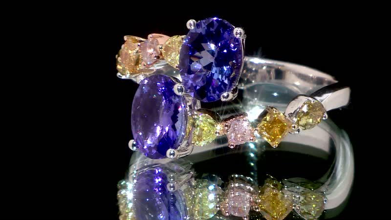 Modani 14K Yellow, White and Rose Gold Tanzanite, Multi Diamond (I2-I3) (0.75 cts) Ring (Size 8.0) (Del. in 10-12 Days) (4.20 g) 2.90 ctw