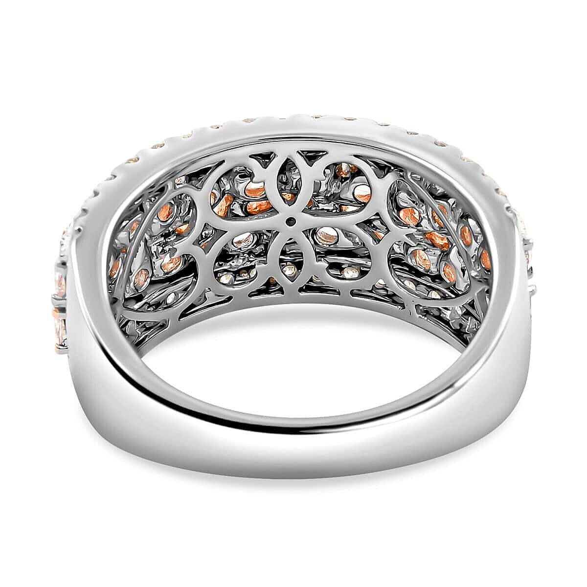 Doorbuster Modani 18K White, Rose Gold Natural Pink SI-I1 and White Diamond Ring (Size 10.0) 6.65 Grams 1.65 ctw image number 4