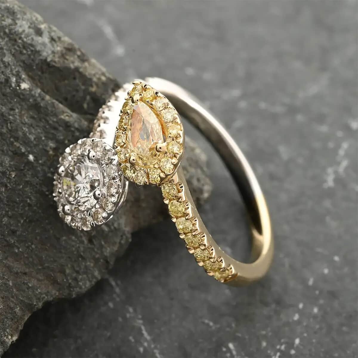 Modani 14K Yellow, White Gold I2-I3 Natural Yellow and White Diamond Ring 2.60 ctw (Del. in 10-12 Days) image number 1