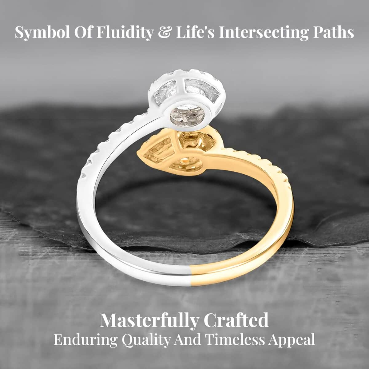Modani 14K Yellow, White Gold Natural Yellow and White Diamond Bypass Halo Ring (Size 6.0) 1.30 ctw image number 3