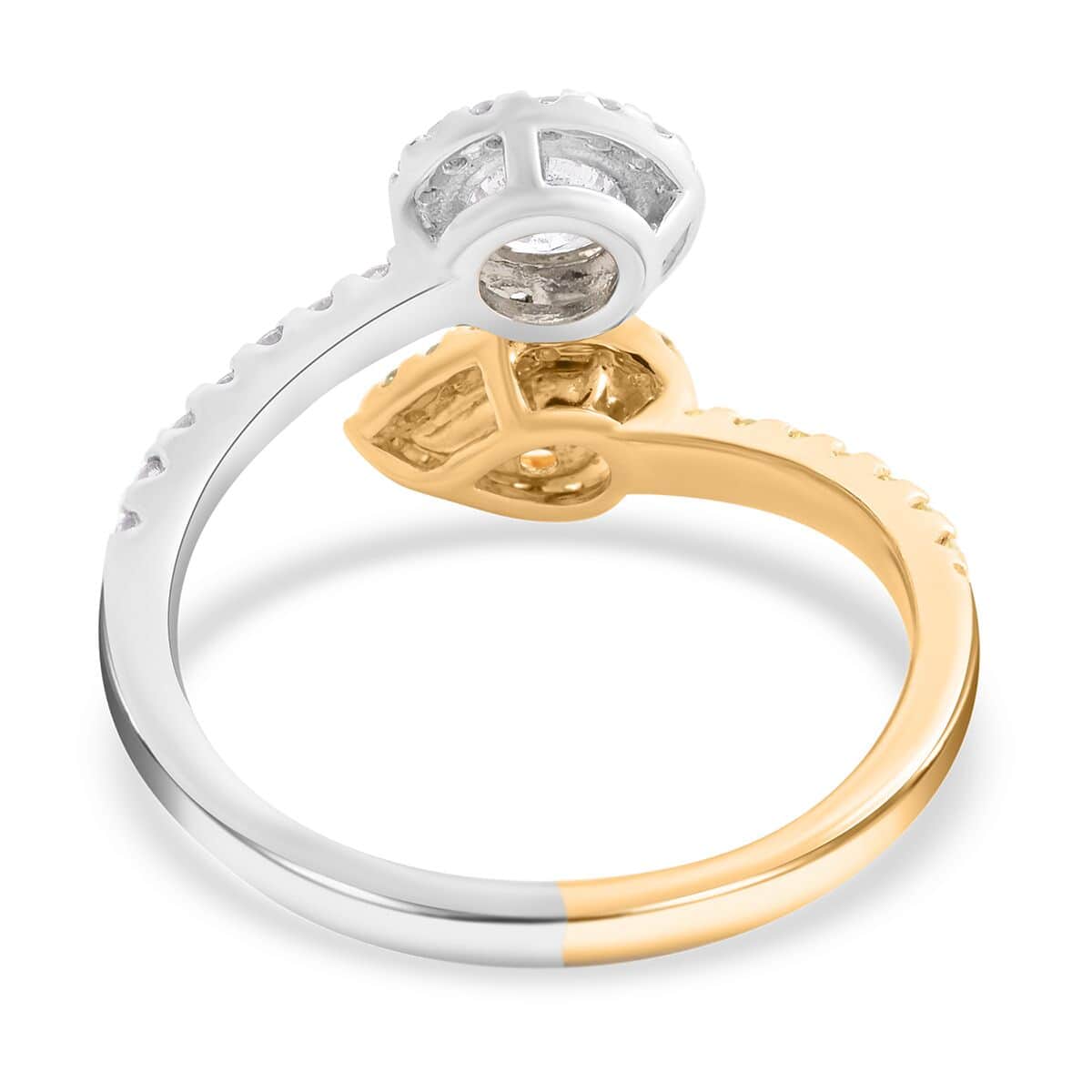 Modani 14K Yellow, White Gold Natural Yellow and White Diamond Bypass Halo Ring (Size 8.0) 1.30 ctw image number 4