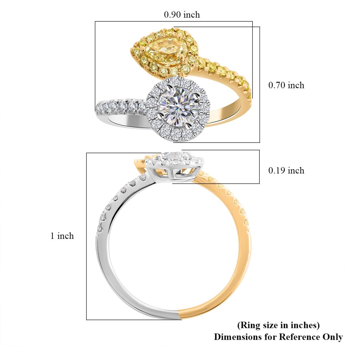 Modani 14K Yellow, White Gold Natural Yellow and White Diamond Bypass Halo Ring (Size 8.0) 1.30 ctw image number 5