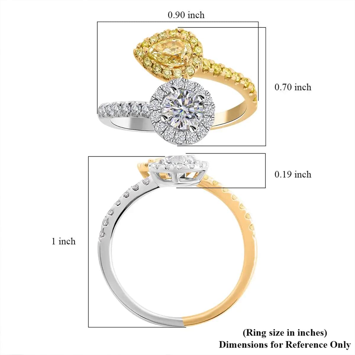 Modani Natural Yellow and White Diamond 1.30 ctw Bypass Halo Ring in 14K Yellow, White Gold (Size 9.0) image number 6