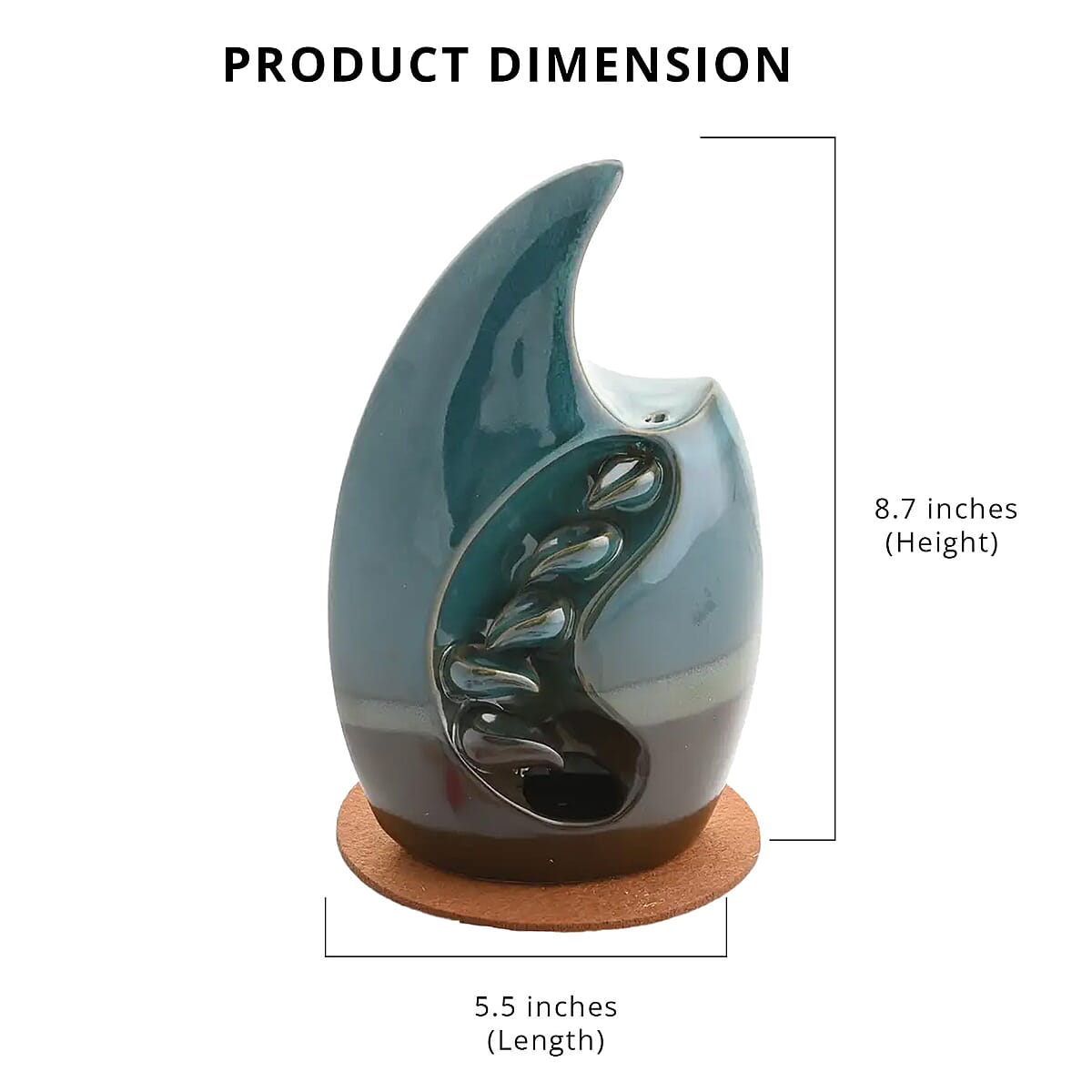 Total Vision Cascading Ceramic Incense Burner with 10 Assorted Cones -Cyan (5.5"x8.7") image number 6