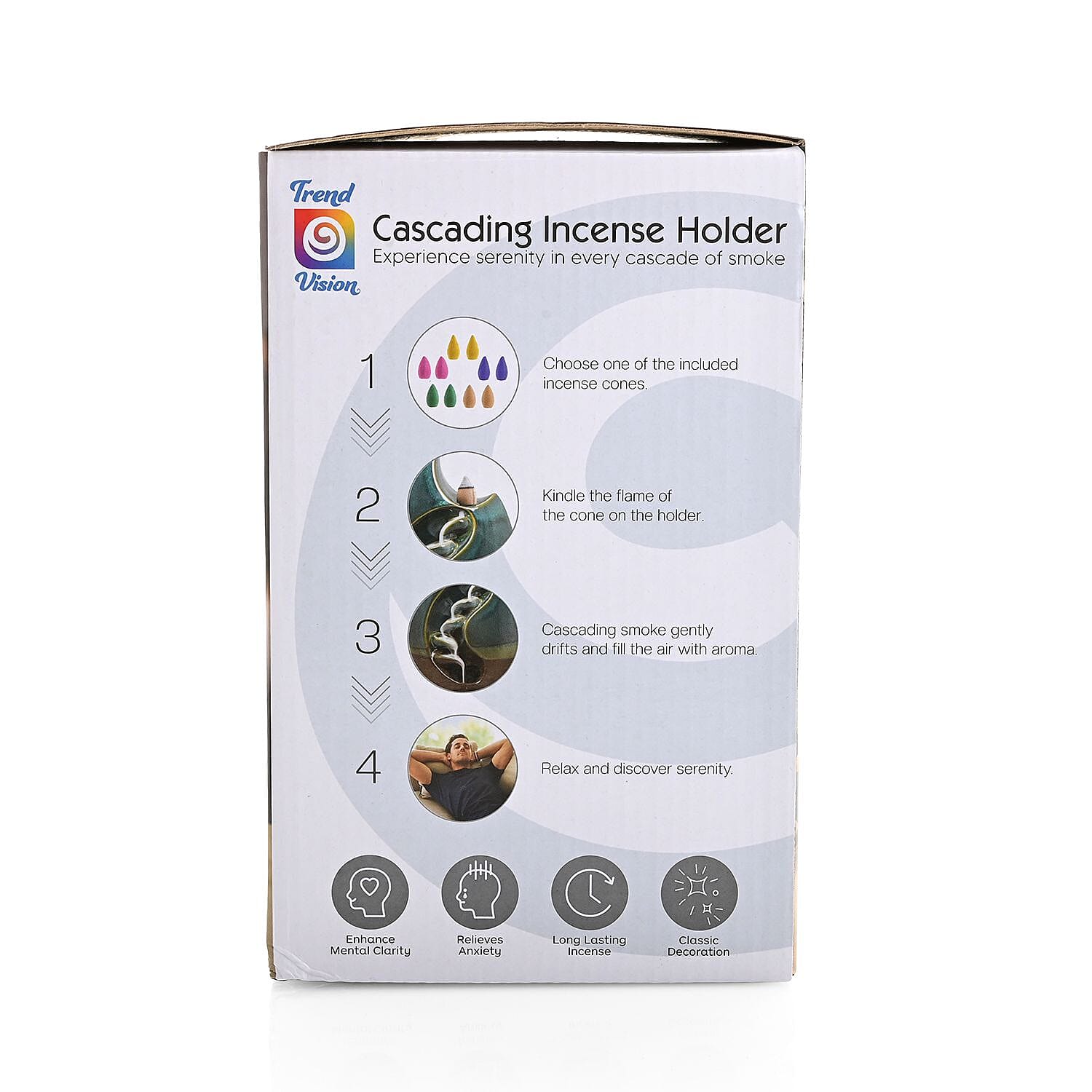 Total Vision Cascading Ceramic Incense Burner with 10 Assorted Cones -Jade