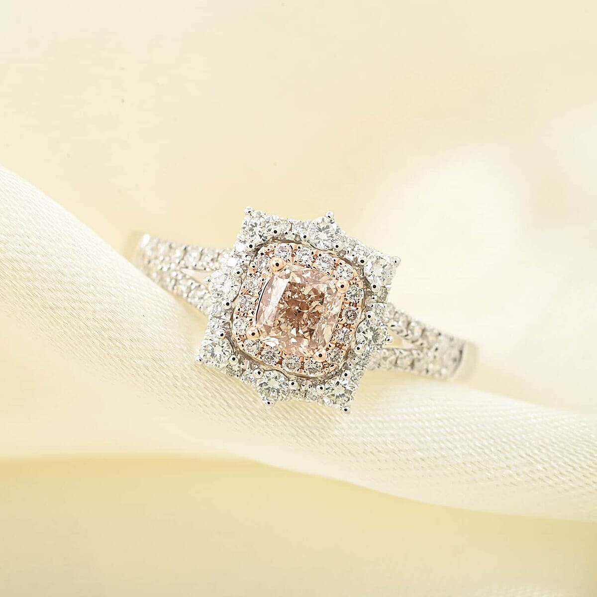 Modani 14K White & Rose Gold Natural Pink and White Diamond (SI) Ring (Size 10.0) 0.90 ctw image number 1