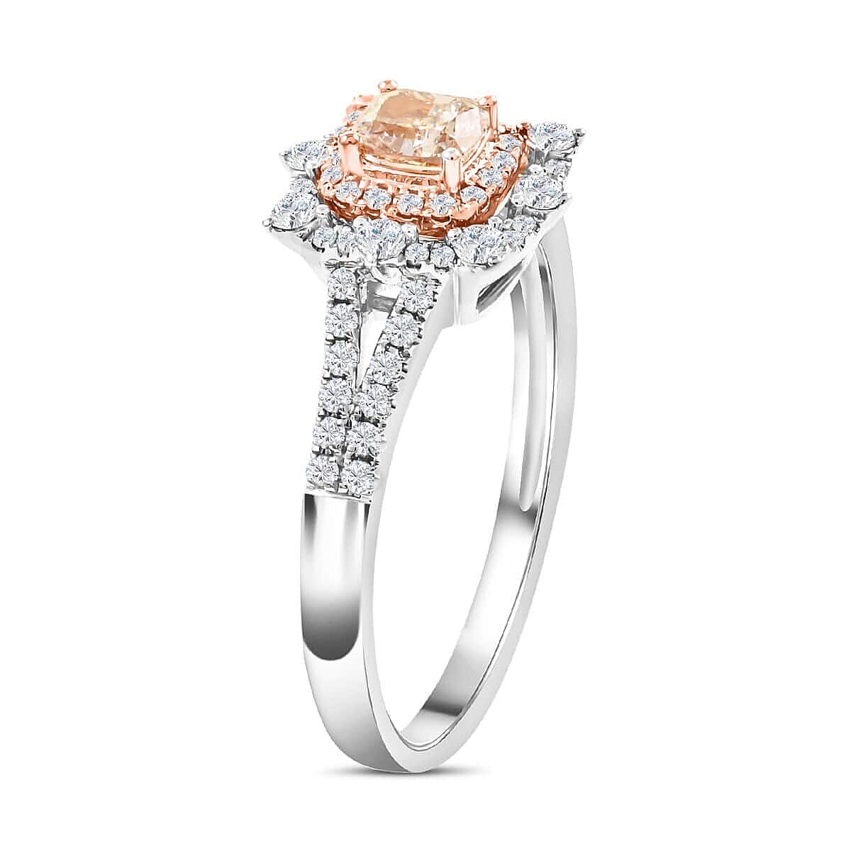 Modani 14K White & Rose Gold Natural Pink and White Diamond (SI) Ring (Size 10.0) 0.90 ctw image number 3