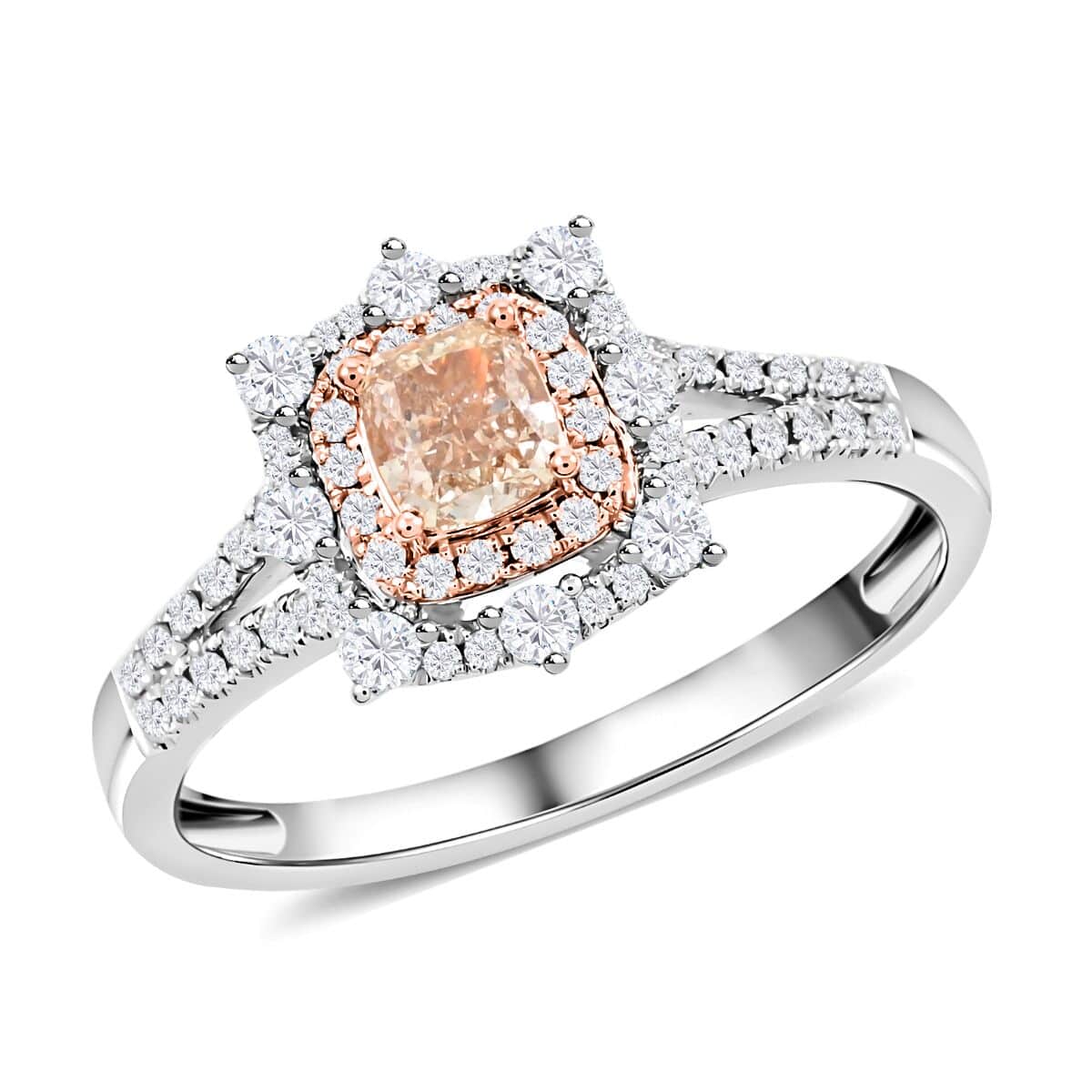 Modani 14K White & Rose Gold Natural Pink and White Diamond (SI) Ring (Size 6.0) 0.90 ctw image number 0