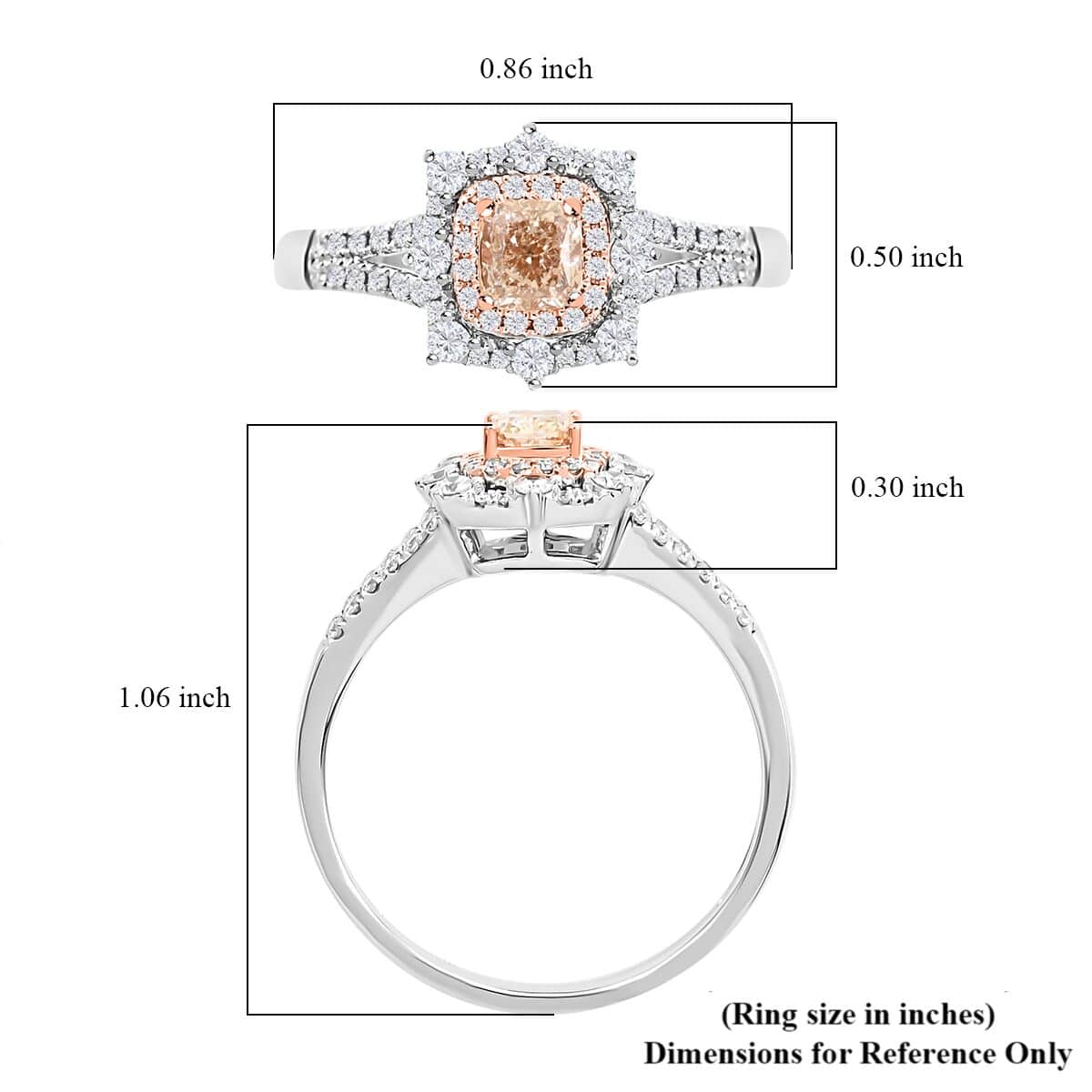 Modani 14K White & Rose Gold Natural Pink and White Diamond (SI) Ring (Size 6.0) 0.90 ctw image number 5